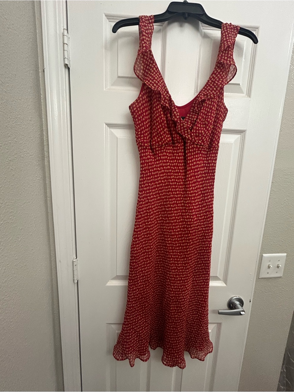Moda International Red Printed Ruffle Maxi Dress